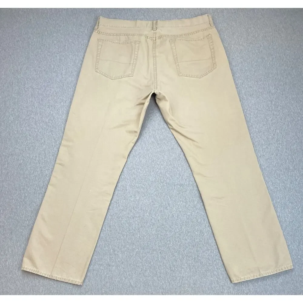 J Crew Pants Men 36 x 30 Beige 100% Cotton Straight Leg 5 Pocket‎